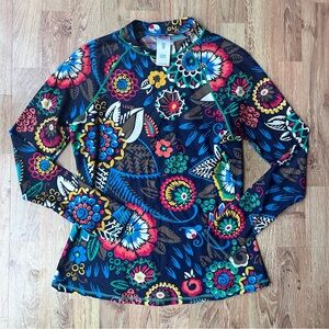 Boden Swim Rash Guard Long Sleeve Paisley Print Size 10
